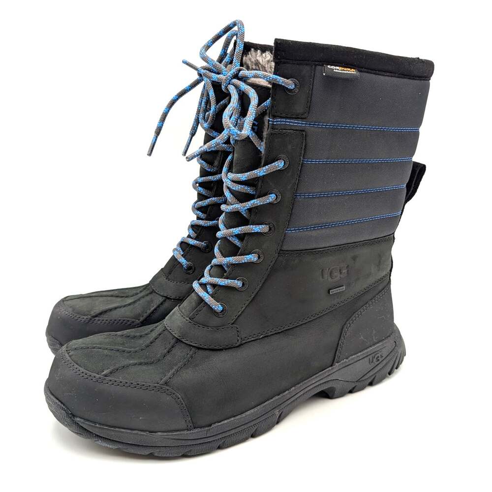UGG Butte Lace-Up Waterproof Boots Round Toe Men's Black Size US11 EU44
